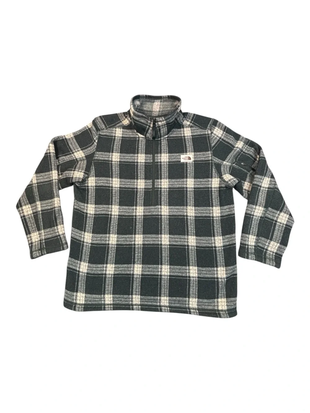 The North Face Fleece Pullover Mens XL Green Plaid 1/4 Zip Jacket Shacket Gorp